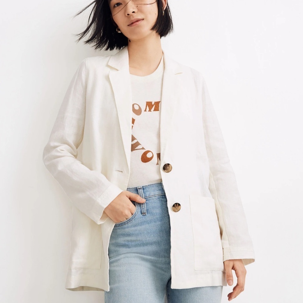New NWOT Madewell 100% Linen Dorset Blazer Jacket S